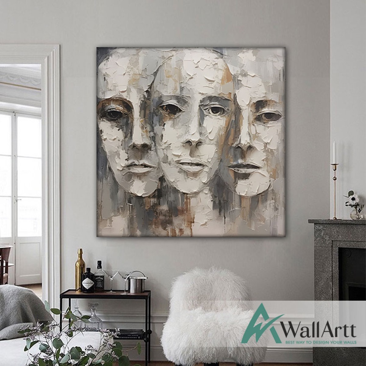 Abstract Faces 3D Heavy Textured Partial Oil Painting